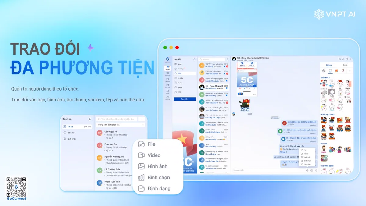 Trao đổi đa phương tiện và Thread theo chủ đề trên VNPT GoConnect.